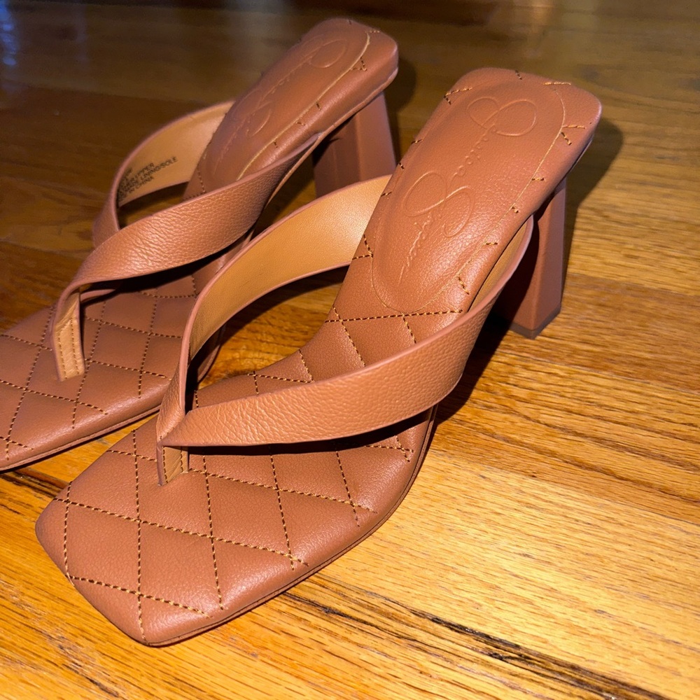 Jessica Simpson Tan Quilted Heels